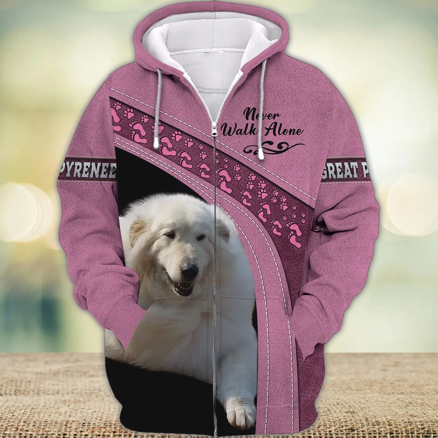 Great Pyrenees Love Pink Never Walk Alone 3D Full Print Sweatshirt Shirts