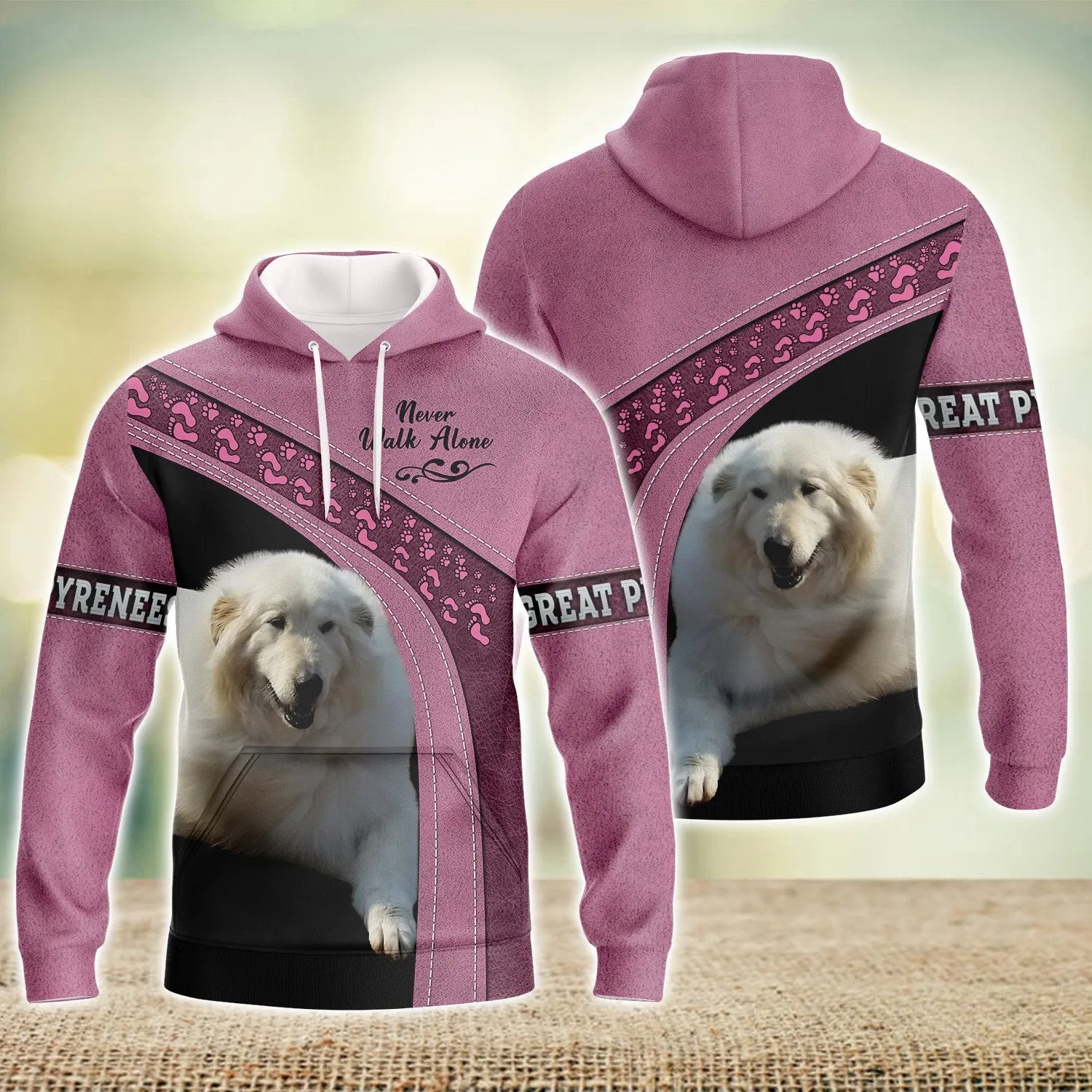 Great Pyrenees Love Pink Never Walk Alone 3D Full Print Sweatshirt Shirts