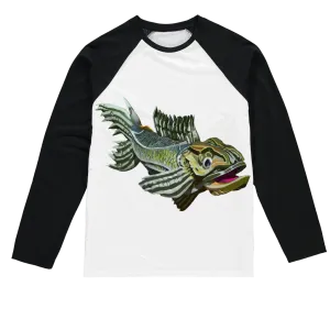 Green Fish Sublimation Baseball Long Sleeve T-Shirt