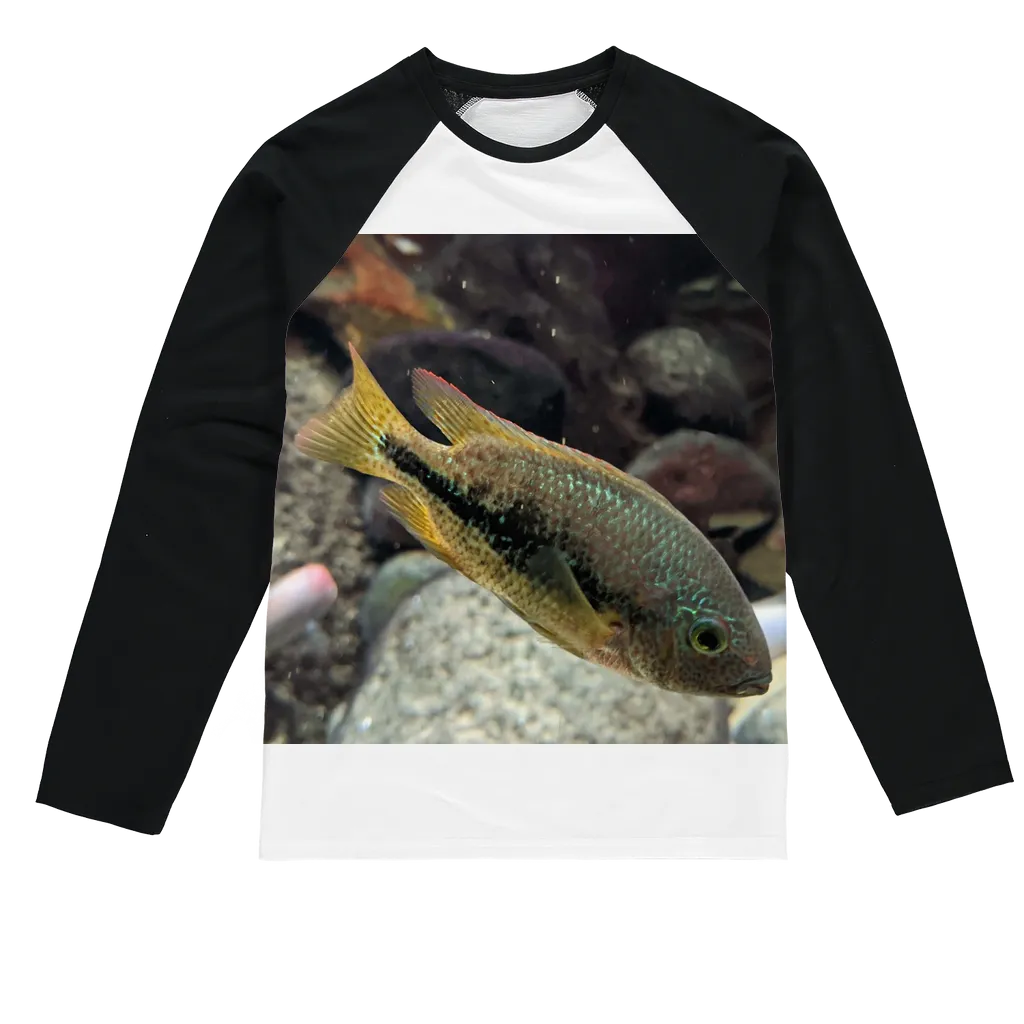 Green Orange Fish Sublimation Baseball Long Sleeve T-Shirt
