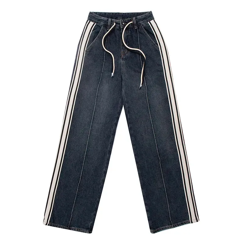 High Waist Striped Jeans