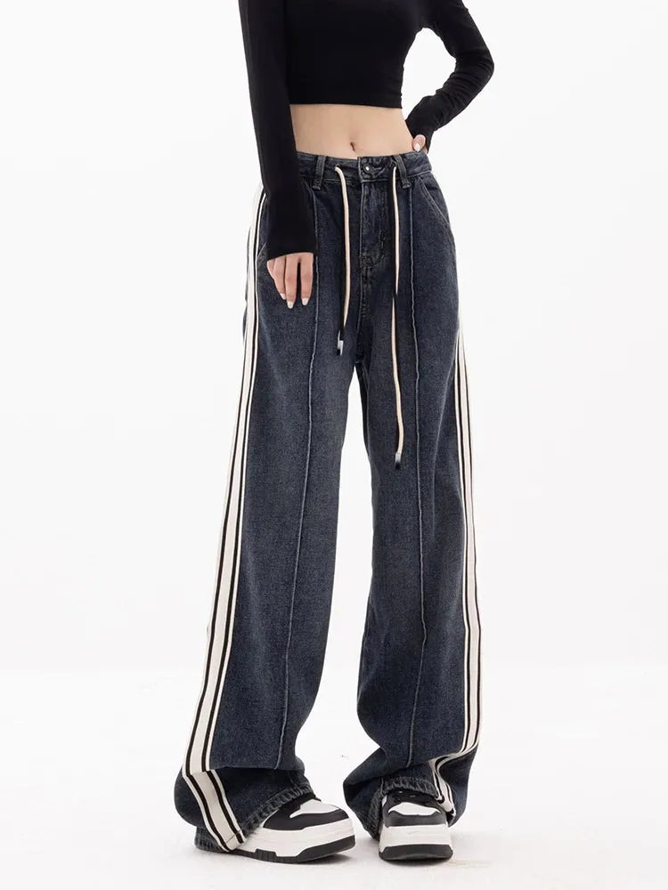 High Waist Striped Jeans