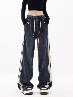 High Waist Striped Jeans