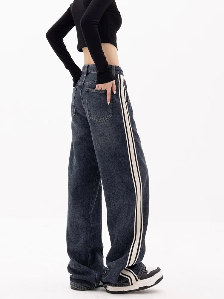 High Waist Striped Jeans