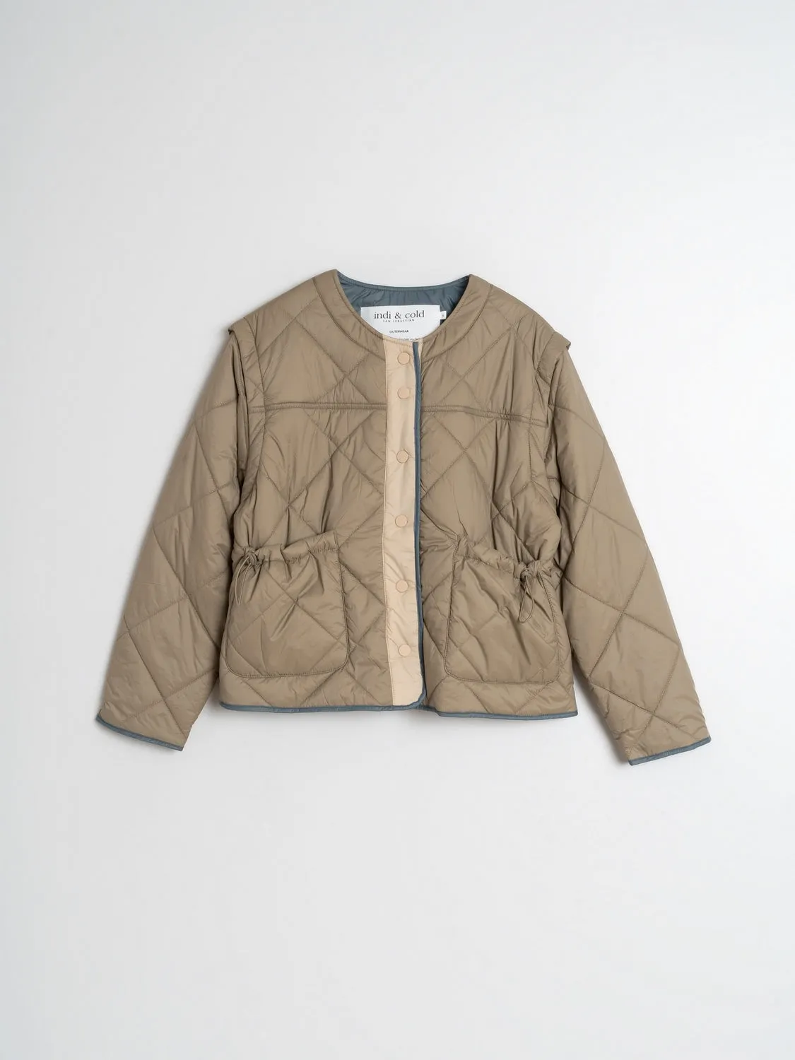 Indi & Cold Quilted Coat / Vest Khaki F706