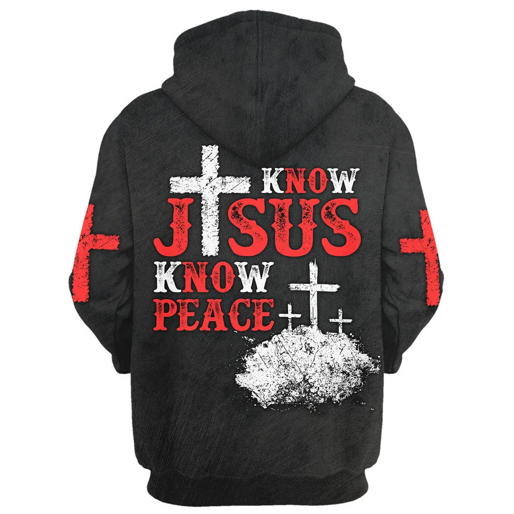 Jesus Know Peace Hoodie Men, Women Jesus Religious Hoodie 3D All Over Printed