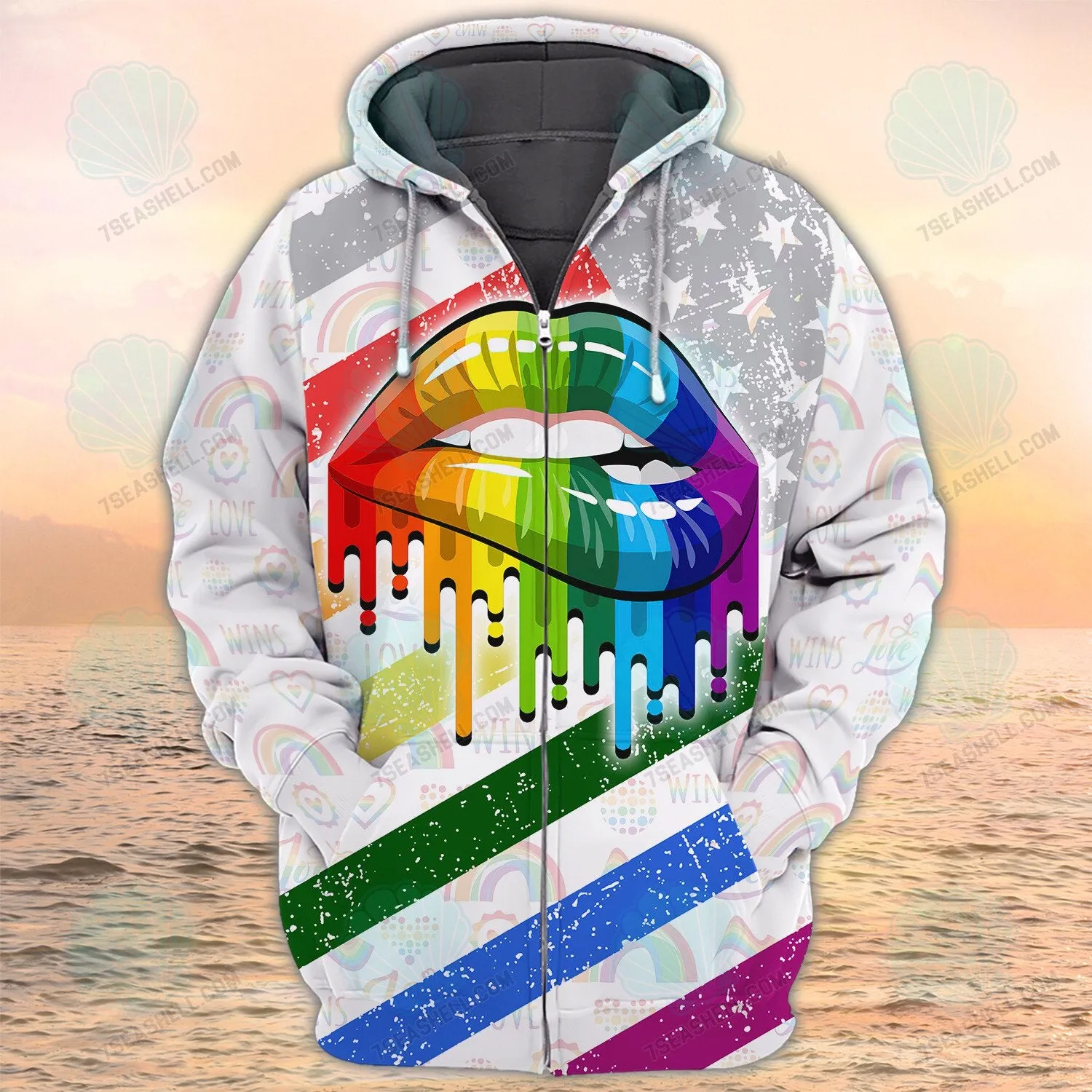 Lesbian Rainbow Lips Pride Sweatshirt Hoodie Bomber Shirts, LGBT Pride Christmas Shirt