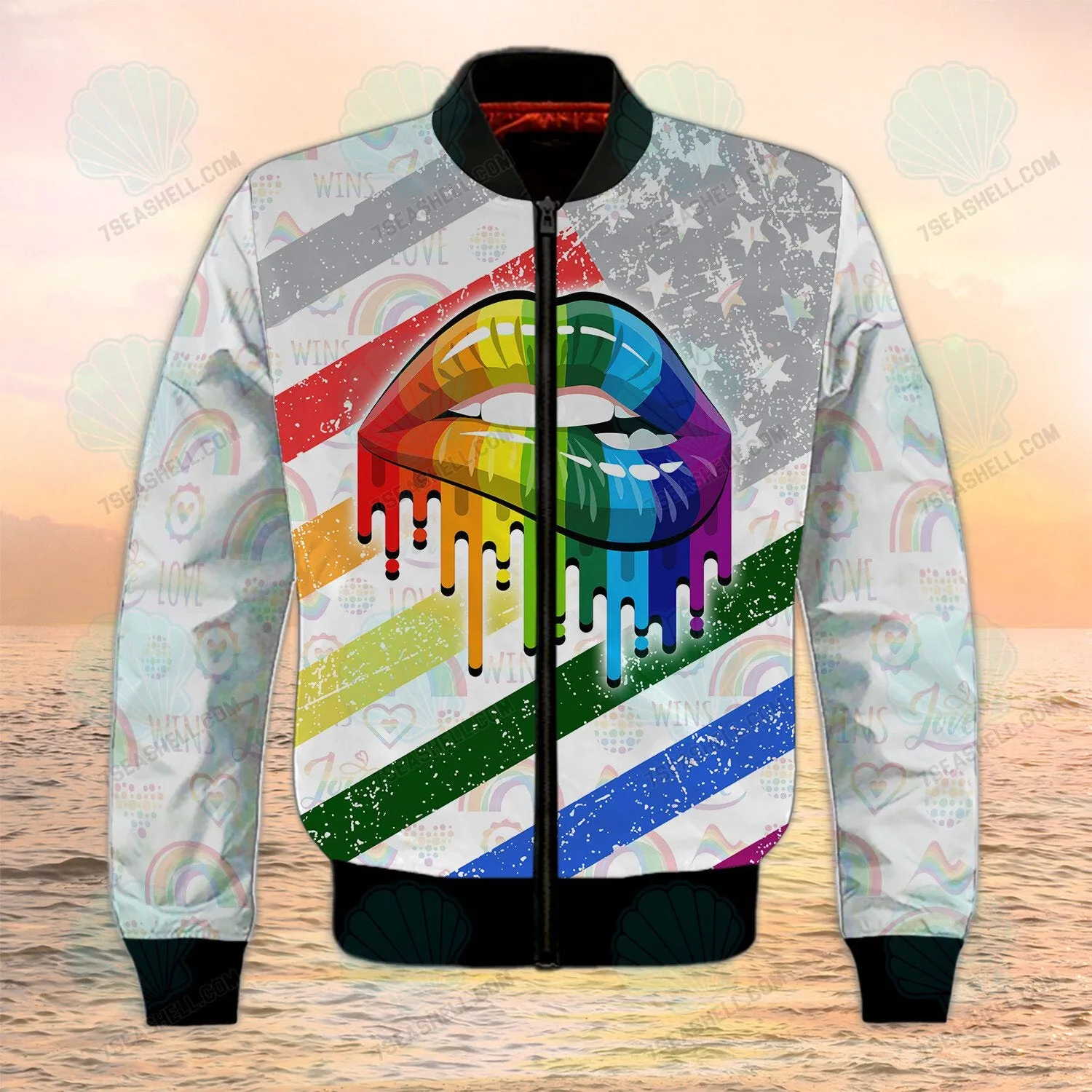 Lesbian Rainbow Lips Pride Sweatshirt Hoodie Bomber Shirts, LGBT Pride Christmas Shirt