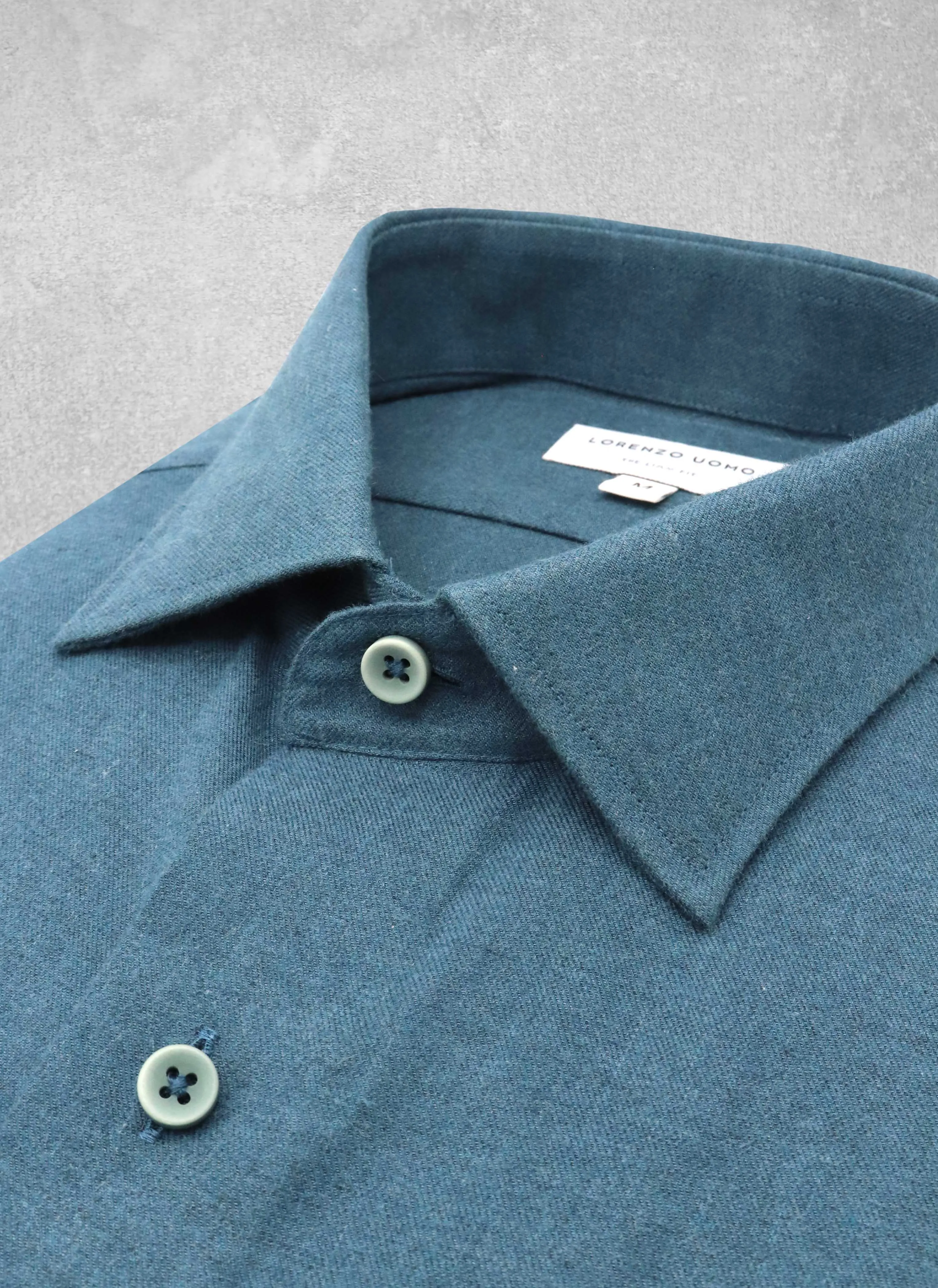 Liam in Solid Teal Cashmere Shirt