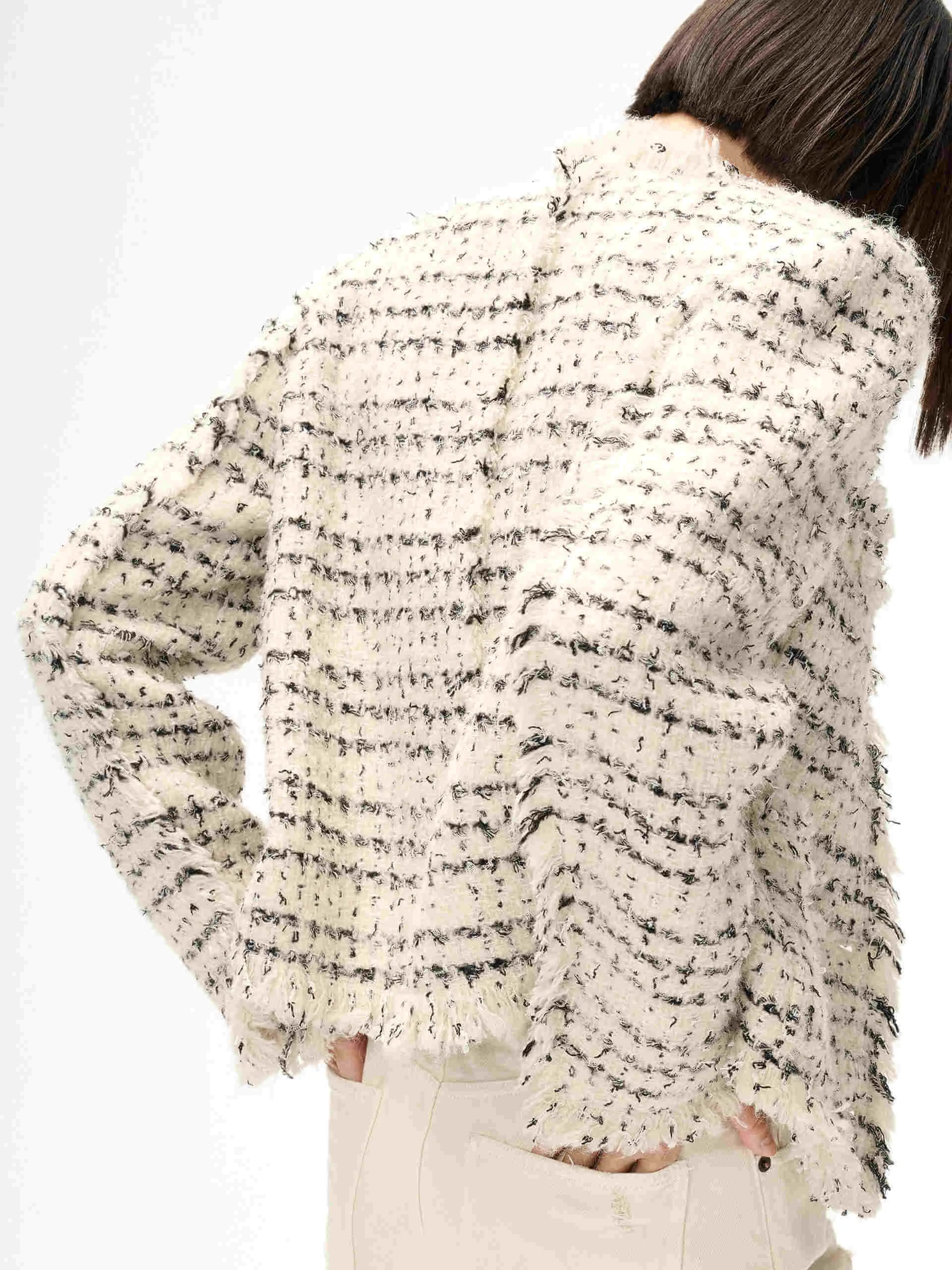 Marled Tweed Cropped Coat