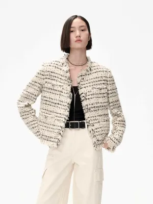 Marled Tweed Cropped Coat