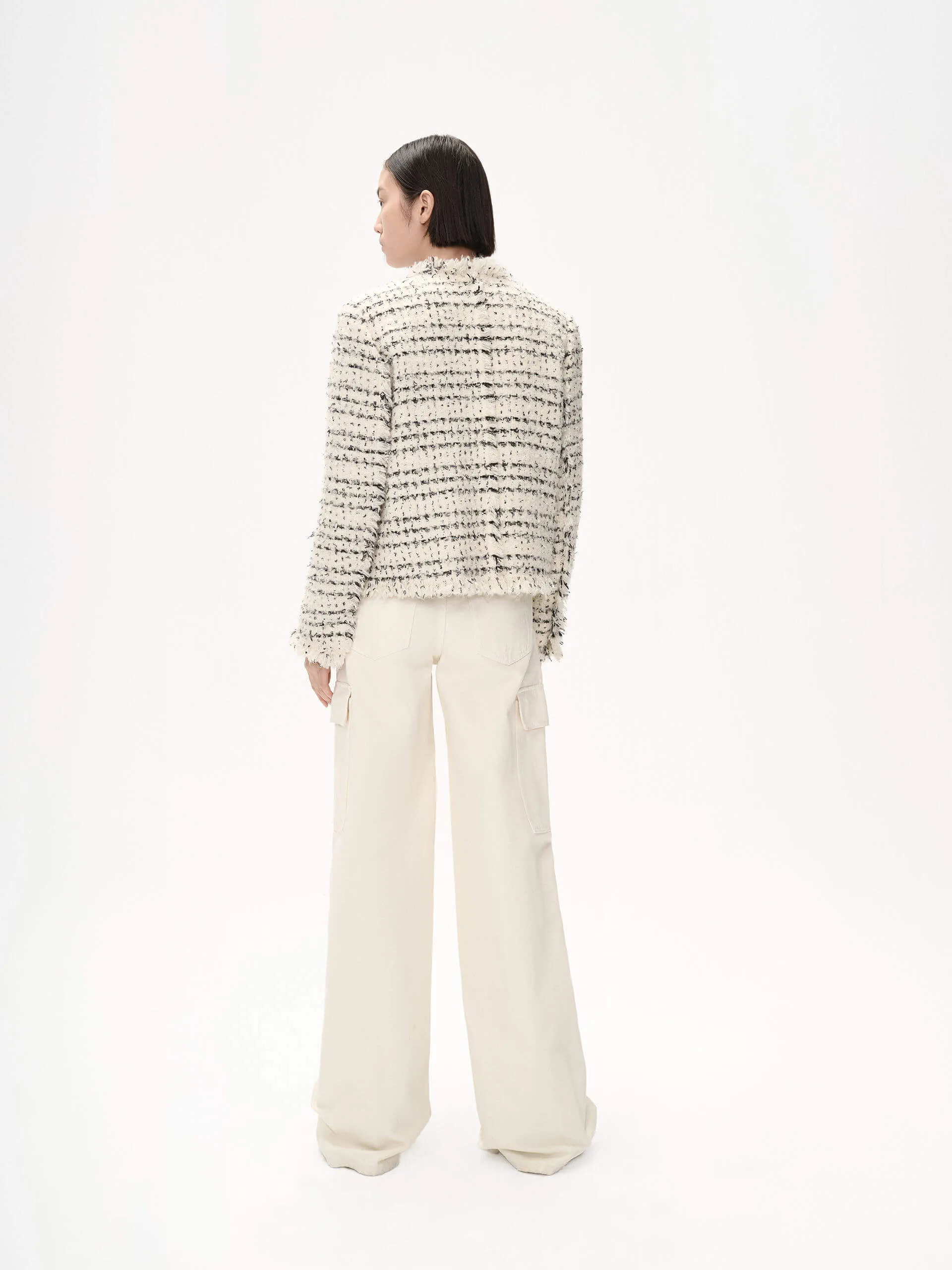 Marled Tweed Cropped Coat