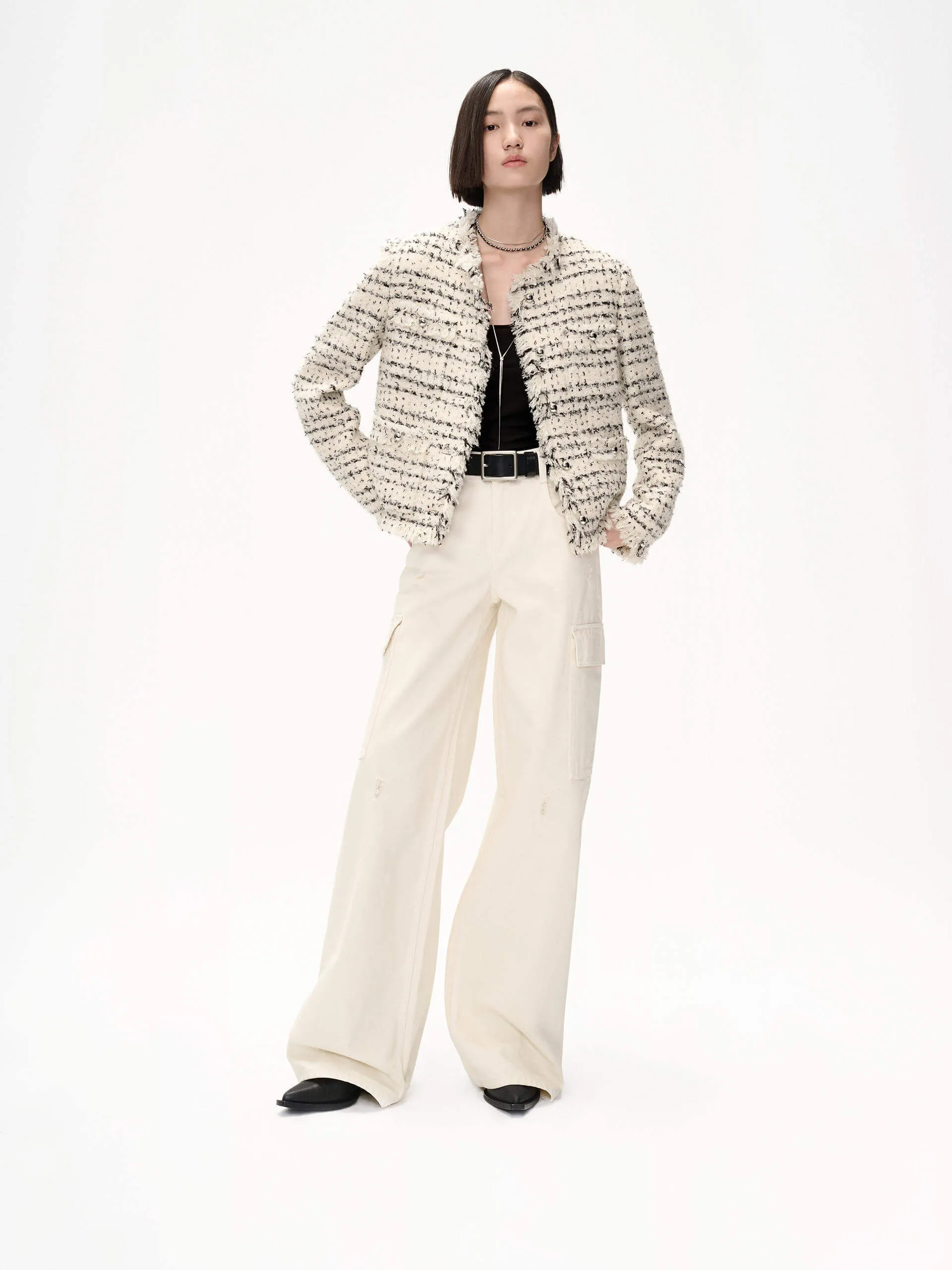 Marled Tweed Cropped Coat