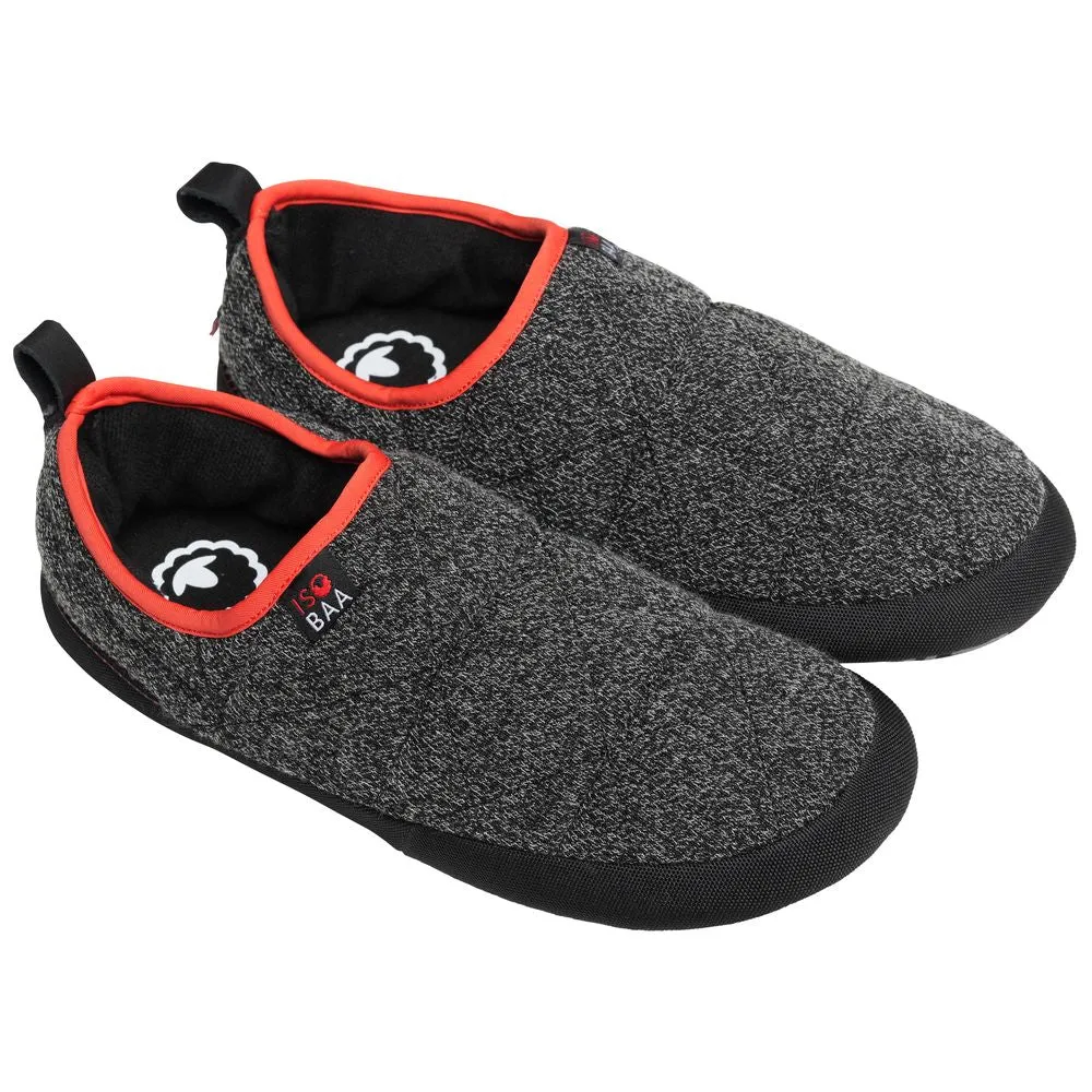 Merino Blend Travel Slippers (Black Melange)