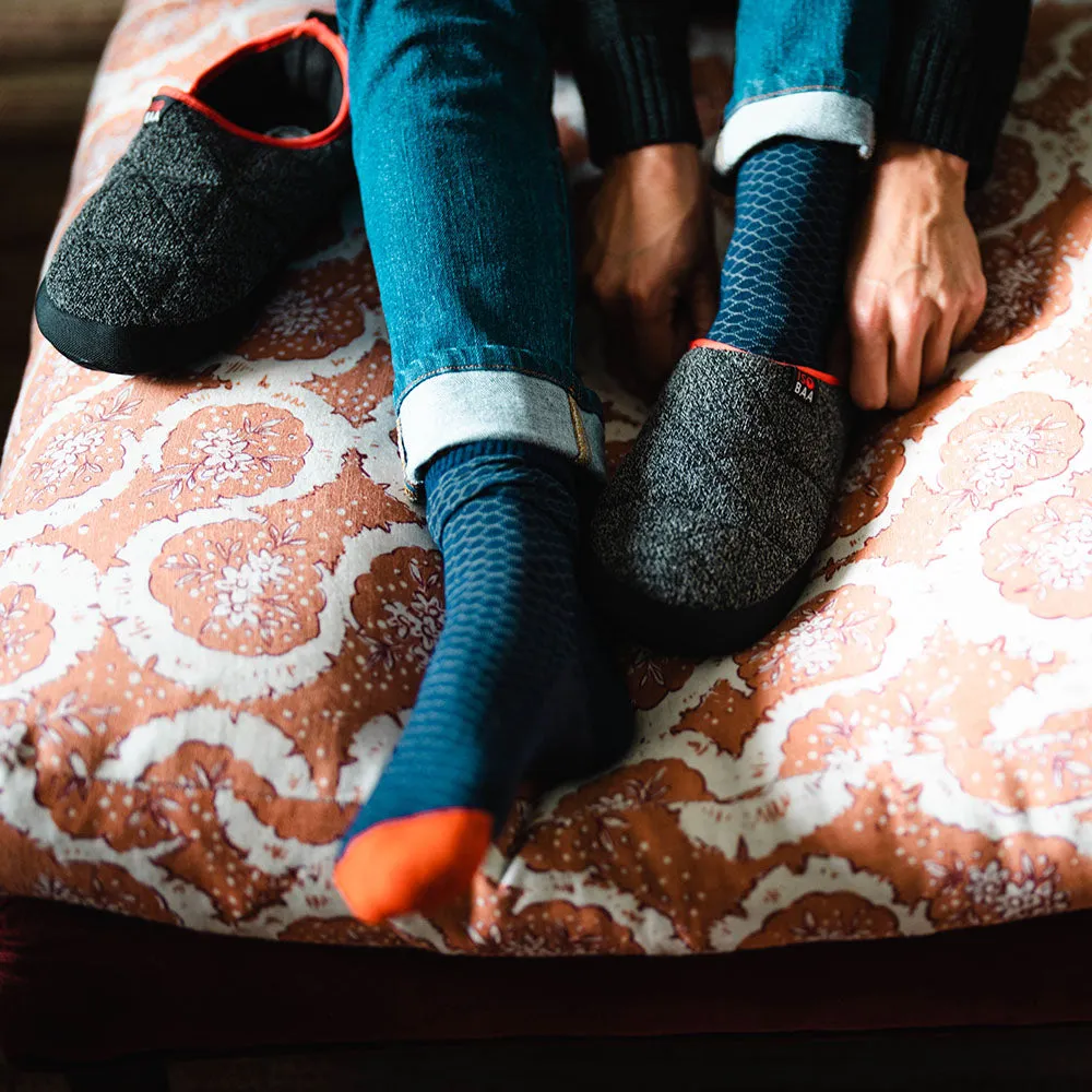 Merino Blend Travel Slippers (Black Melange)