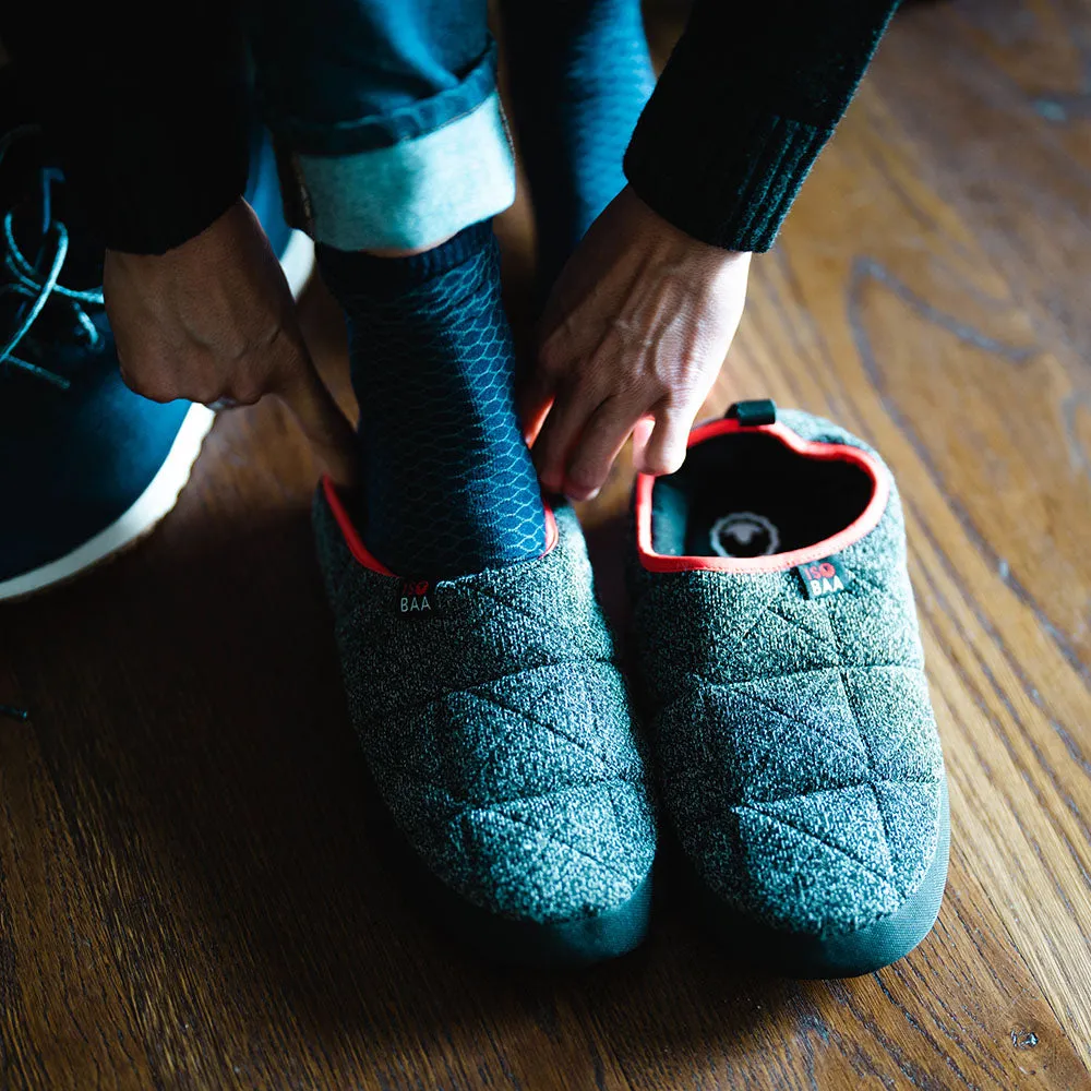 Merino Blend Travel Slippers (Black Melange)