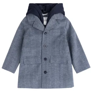 Miles - Hooded Dress Coat in Blue