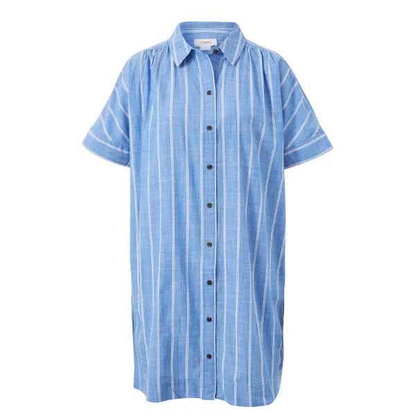 Mini Shirt Dress - Oxford Blue White Twin Stripe
