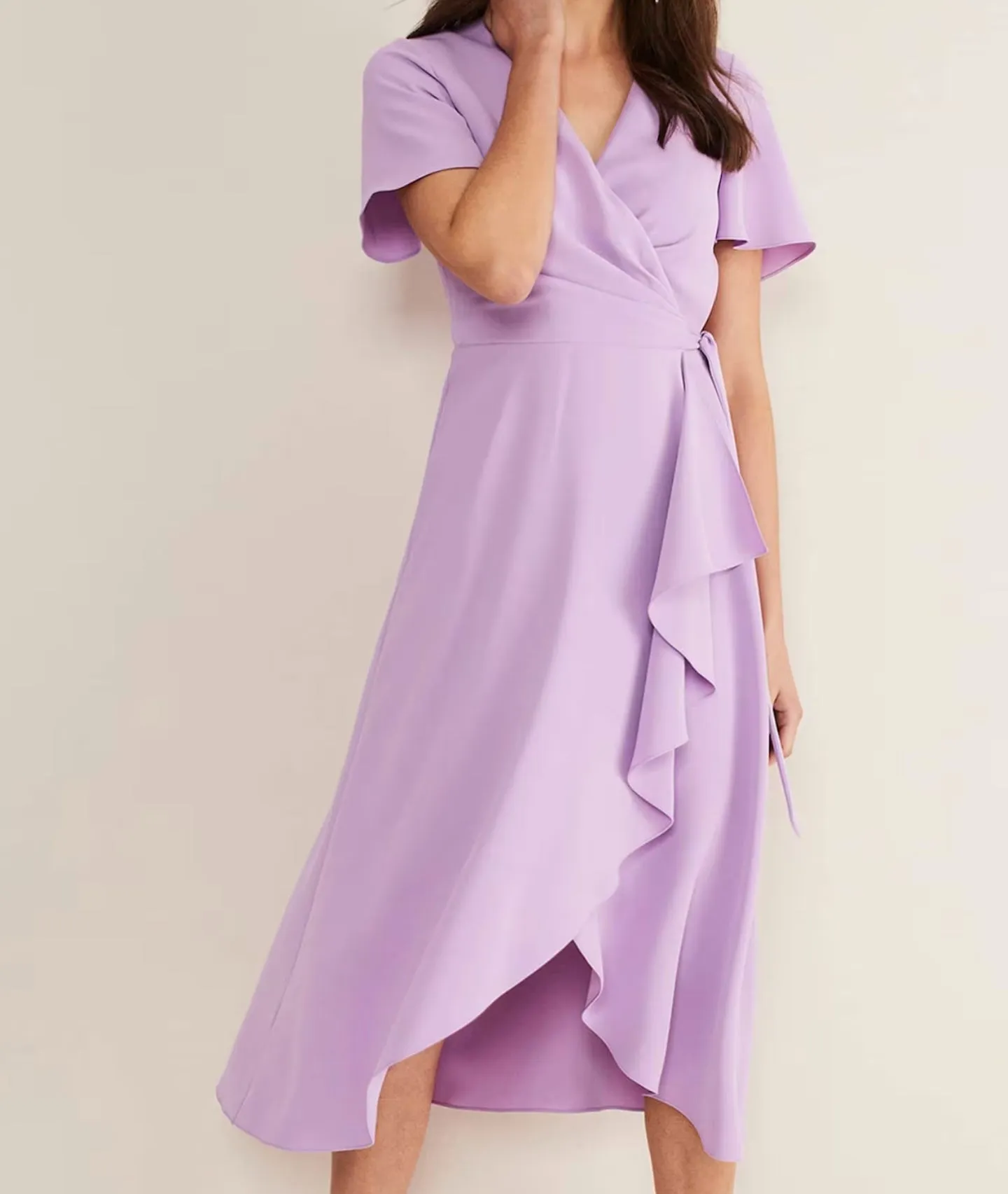 Phase Eight Lilac Julissa Ruffle Wrap Midi Dress UK 18