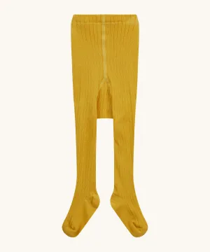 Piccalilly Mustard Ribbed Tights