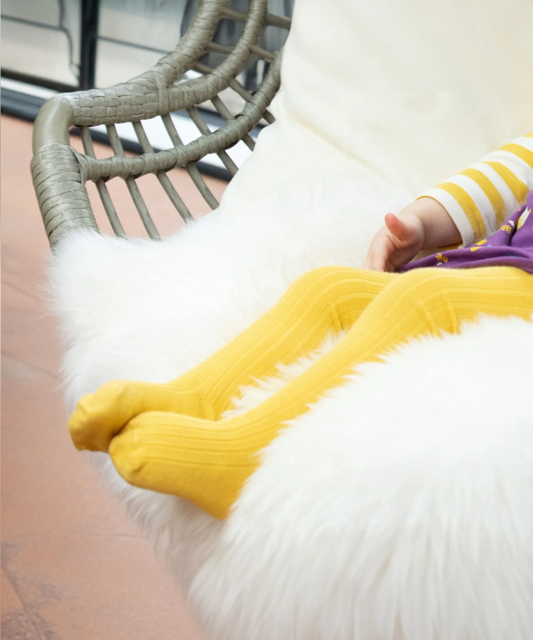 Piccalilly Mustard Ribbed Tights
