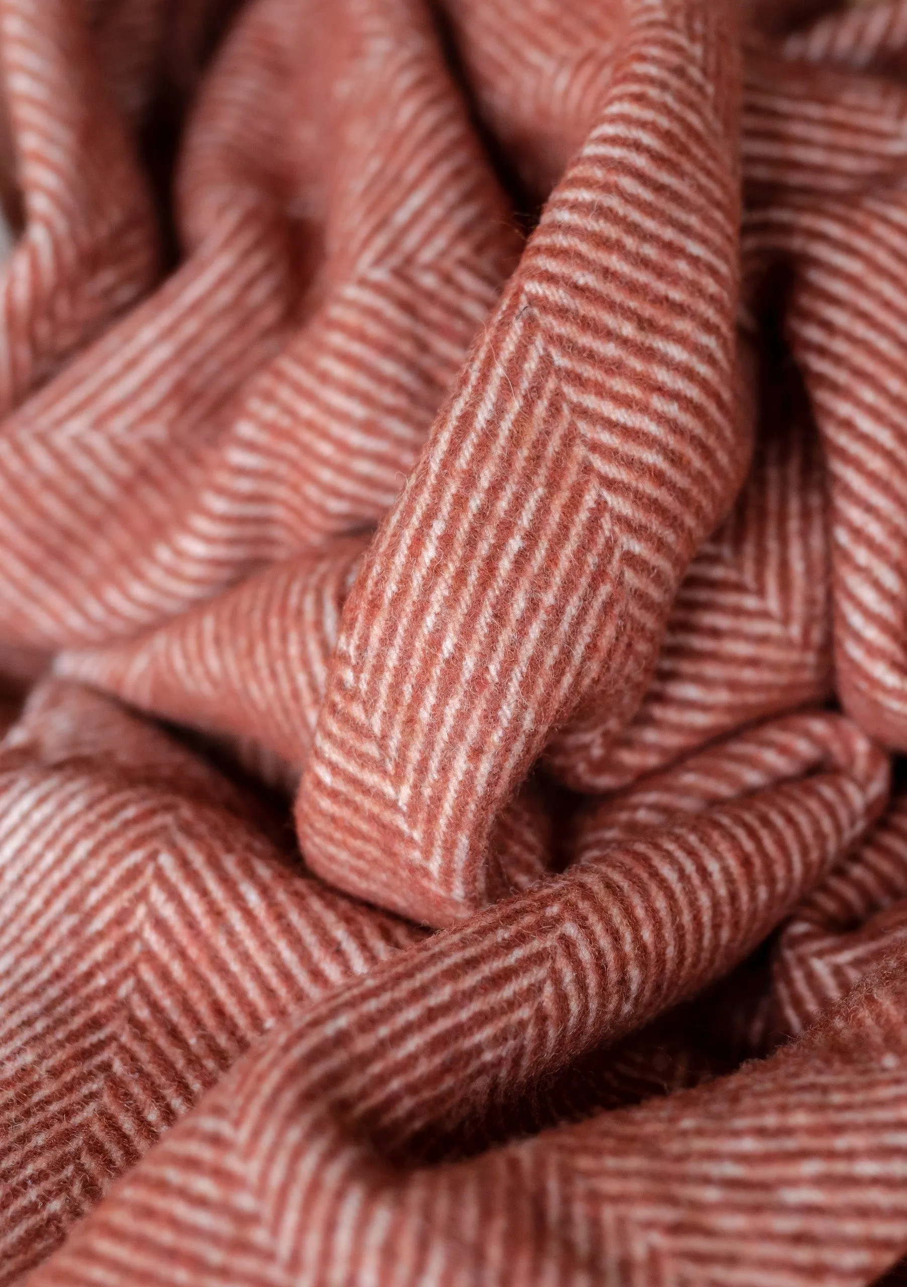 Recycled Wool Blanket in Rust Herringbone
