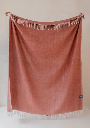 Recycled Wool Blanket in Rust Herringbone