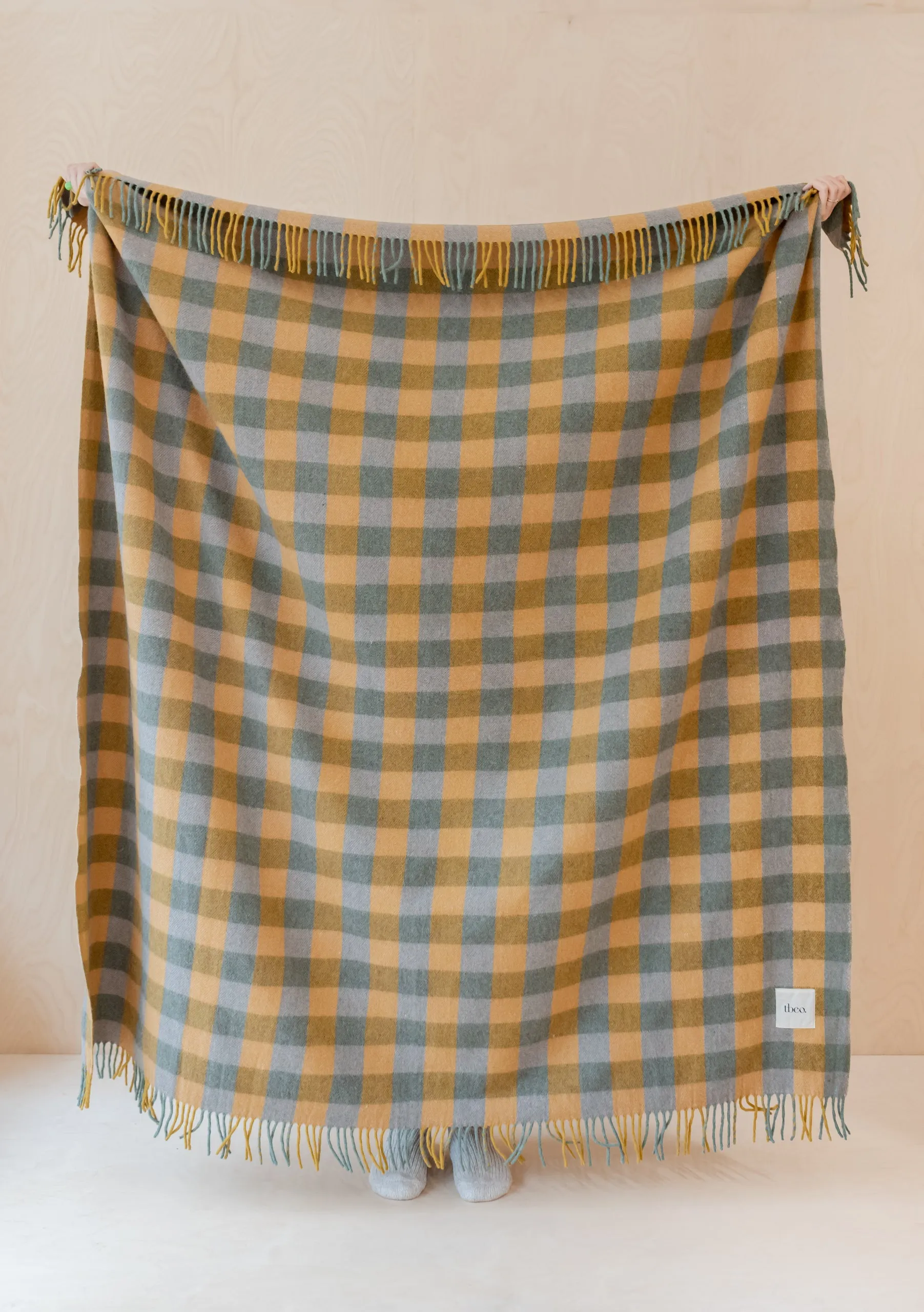 Recycled Wool Blanket in Sage Gingham