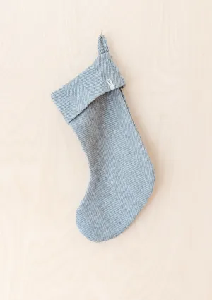 Recycled Wool Christmas Stocking in Charcoal Herringbone