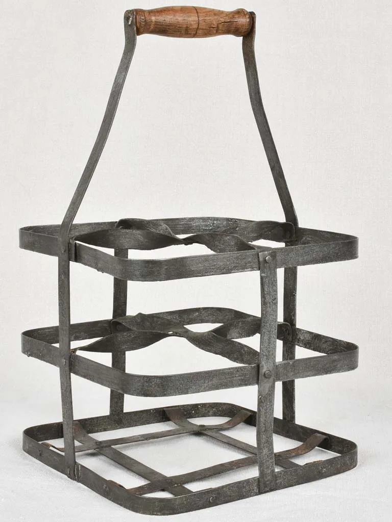 Riveted antique bottle carrier 4 bottles