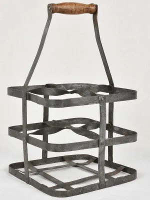 Riveted antique bottle carrier 4 bottles