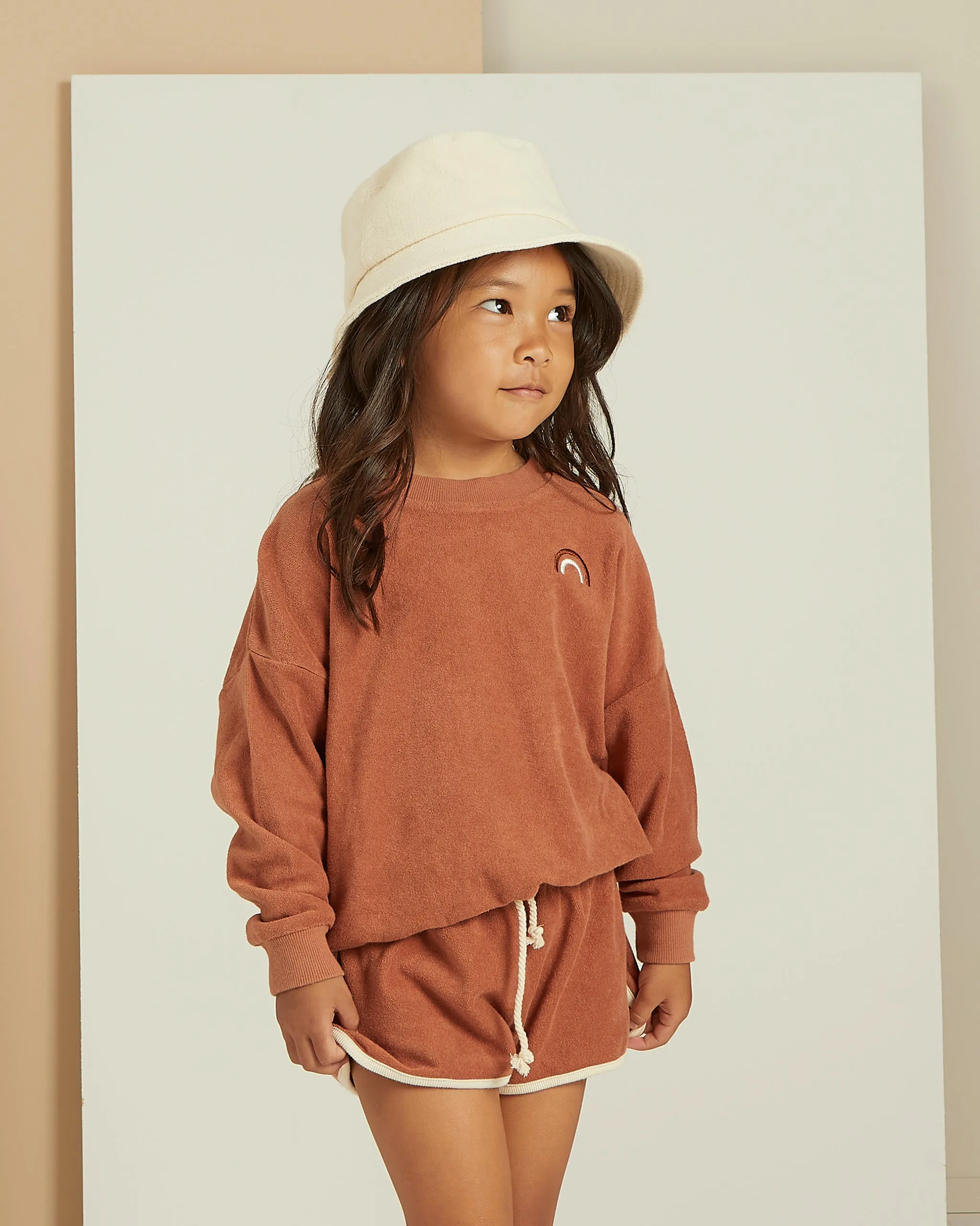Rylee   Cru Terry Crewneck - Terracotta