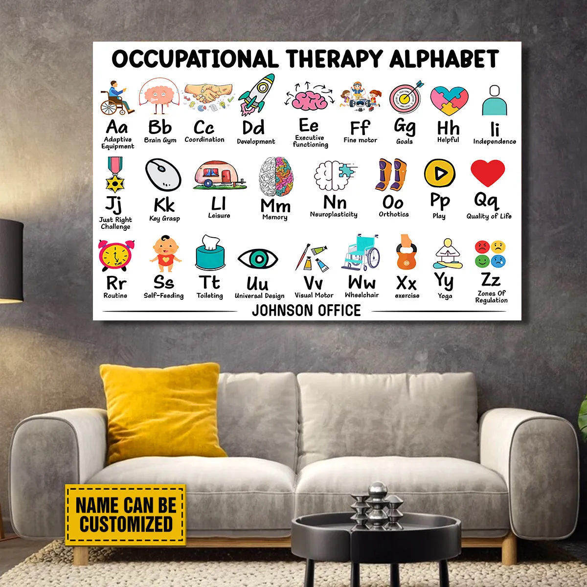 Teesdily | Occupational Therapy Alphabet Customized Poster Alphabet Poster Abc's Of Ot Occupational Therapist Print Occupational Therapy Decor