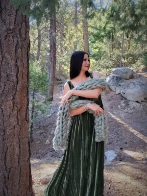 The Mist and Moss Scarf, Extra Big and Chunky Arm Knitted