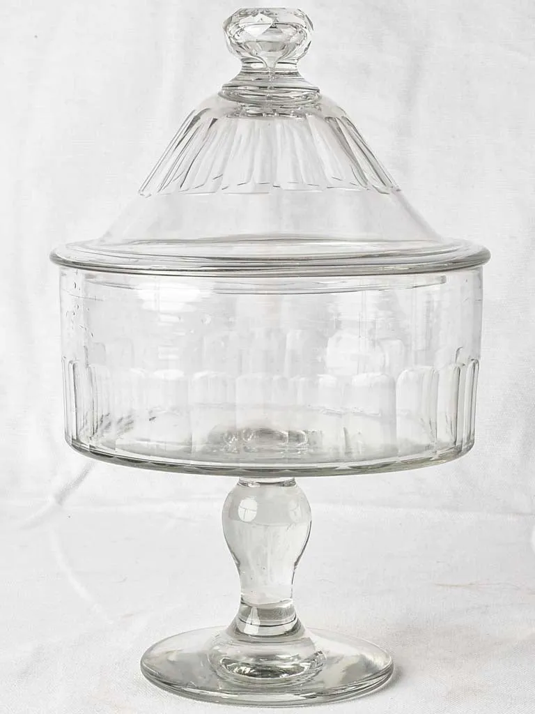 Vintage footed crystal bowl w/ lid 12½"
