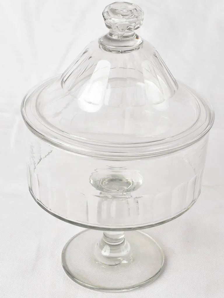 Vintage footed crystal bowl w/ lid 12½"