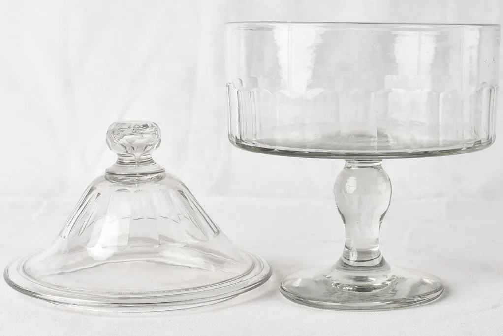 Vintage footed crystal bowl w/ lid 12½"