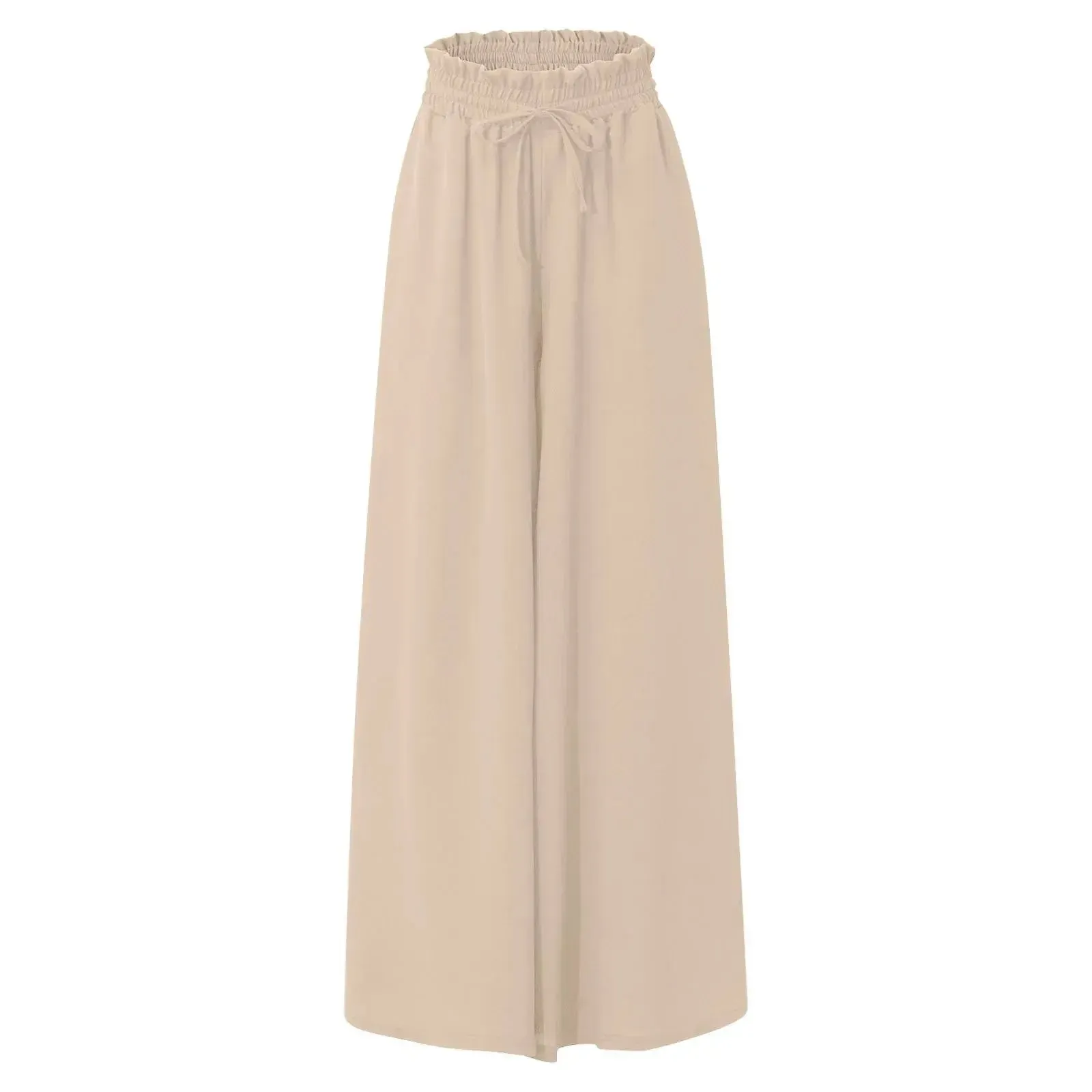 Women's Pants Solid Color Elastic High Waist Wide Leg Trousers