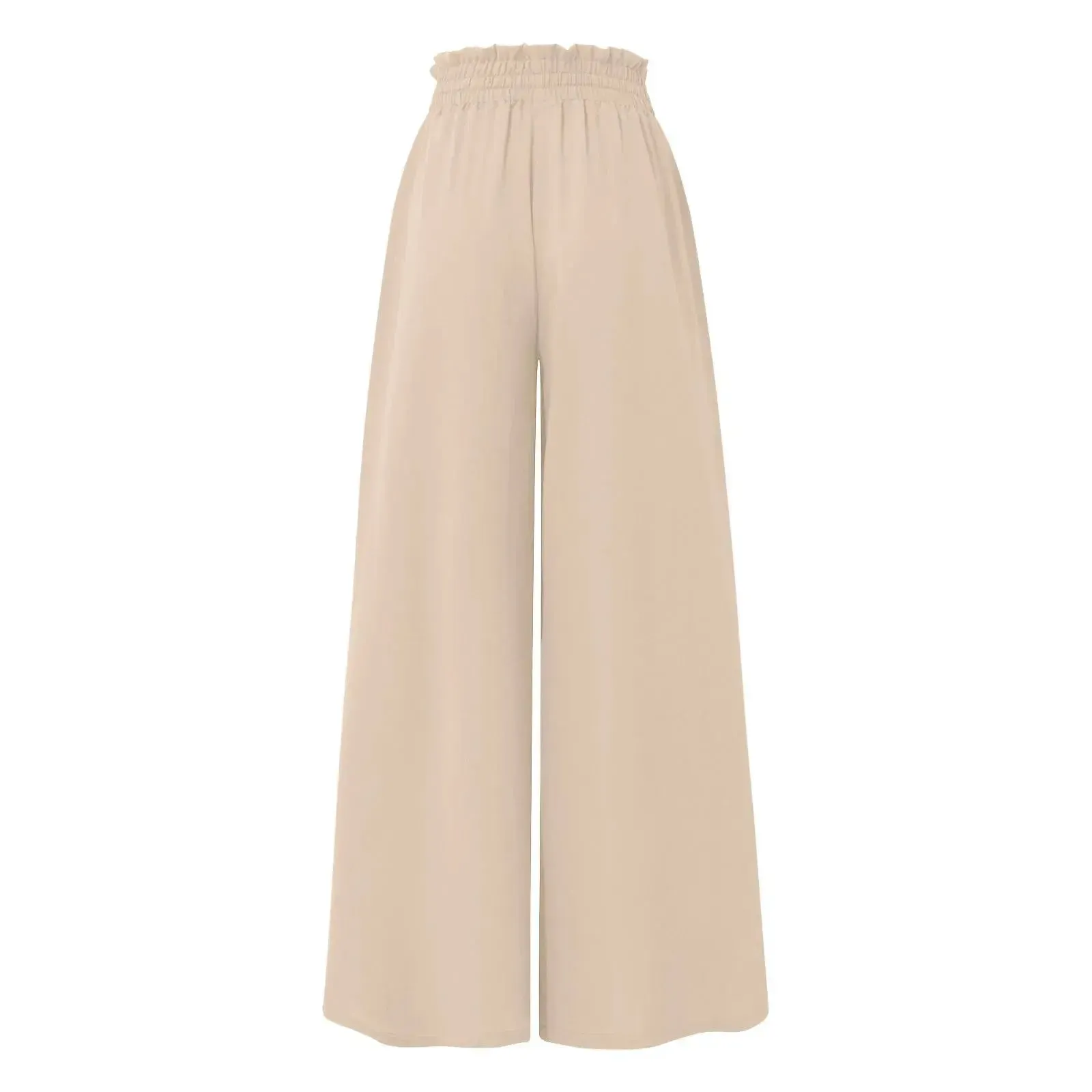 Women's Pants Solid Color Elastic High Waist Wide Leg Trousers