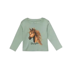 Wrangler Infant Girl's Horse Long Sleeve Green T-Shirt