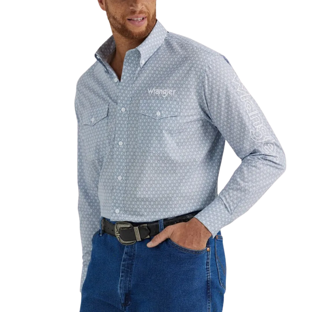 Wrangler Men's Logo Blue Shirt
