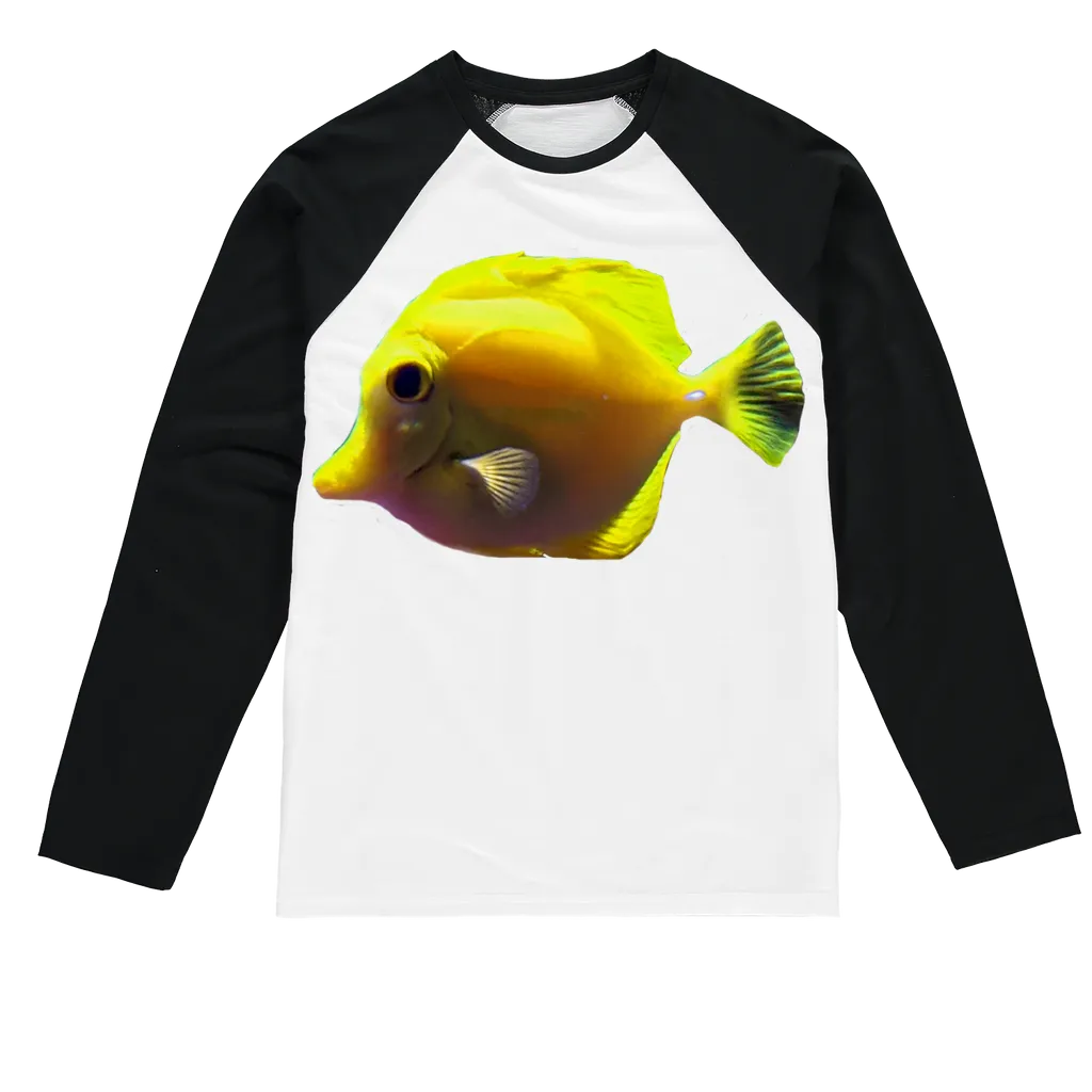 Yellow Fish Sublimation Baseball Long Sleeve T-Shirt